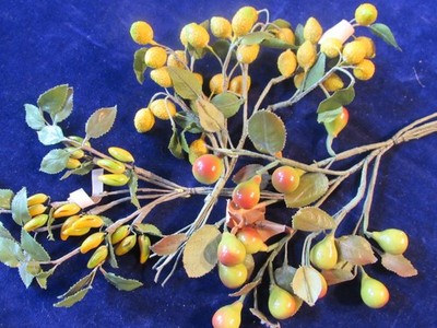 Vtg Millinery Fruit Collection Pear Lemon 1/2-3/4'' Green Yellow German H5511