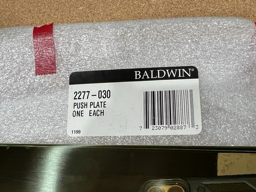 Baldwin 2277-030 Oval Push Plate 3” X 12” w/screws Polished Brass NEW - Picture 3 of 4