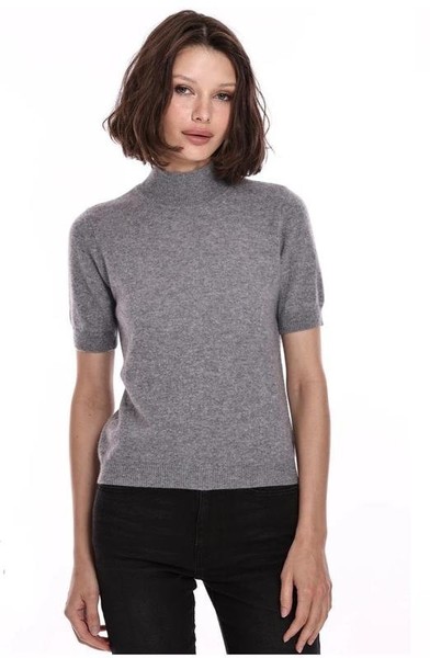 Women Escada Turtleneck Grey Cashmere 40