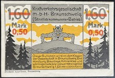 50 Pfennig Brunswick 1921 * overprinted from 1.60 * emergency money voucher 15.12.d