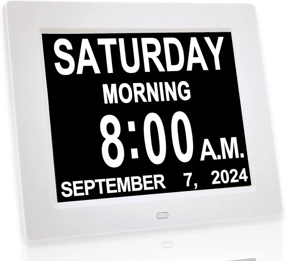 Digital Day Clock for Seniors - 8" Display, Multiple Alarms - Image 3 of 4