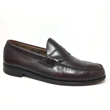 Johnston & Murphy Penny Loafers Dress Shoes Mens Size 10.5 Burgundy Leather