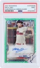 Mick Abel Phillies Signed 2021 Bowman Chrome #CPA-MAB #32/99 PSA Mint 9 Card