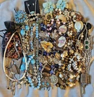 Vintage Costume Jewelry Lot Signed Trifari Sarah Monet + Rhinestone Stone Glass+