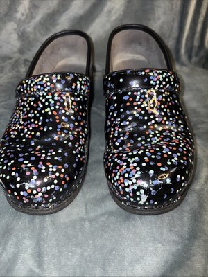 Dansko Womens LT Pro Confetti Patent Leather Clog Size 40 EU 9-9.5 US