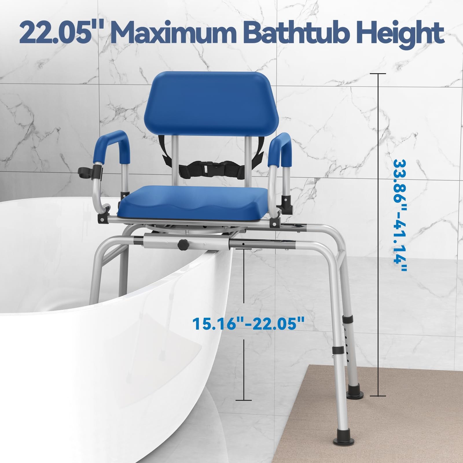 FSA/HSA Eligible Sliding Shower Chair Tub Transfer Bench for Bathtub with Swi...