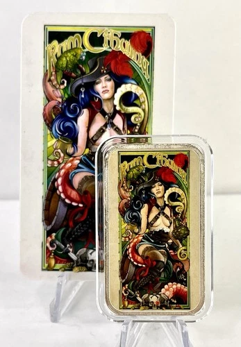 Hayleybug Rum Cthulhu 1 oz .999 Silver Colorized Bar Echo Chernik w COA