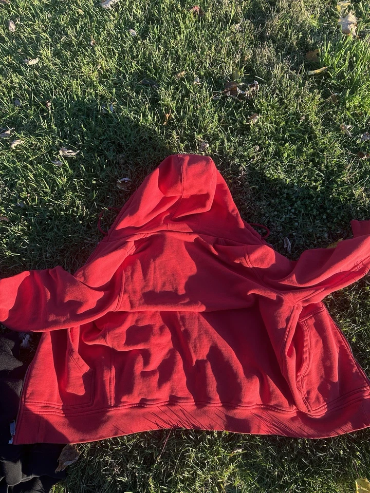 Moletom com capuz Burberry Clarendon vermelho com zíper tamanho G - Imagem 4 de 4