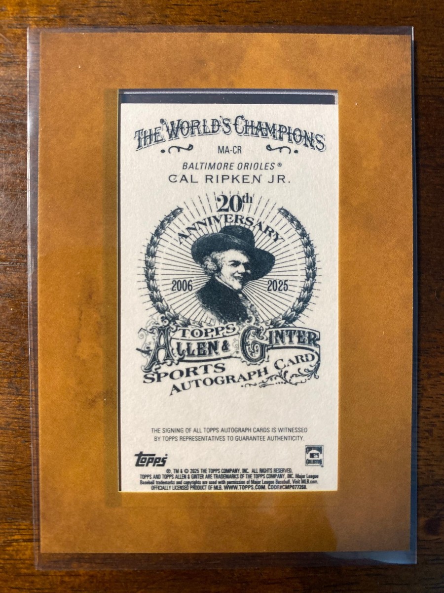 2025 Topps Allen & Ginter Cal Ripken Jr. #MA-CR Mini Framed Auto