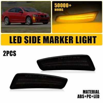 2X For 2008-2009 Pontiac G8 GT GXP LED Bumper Side Marker Light Smoked Amber EAH