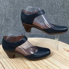 Easy Spirit Shoes Womens 8 Narrow Clarice Mary Jane Blue Leather Cone Heels