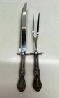 International Wild Rose Sterling Silver Handled Carving Fork & Knife 289 Grams