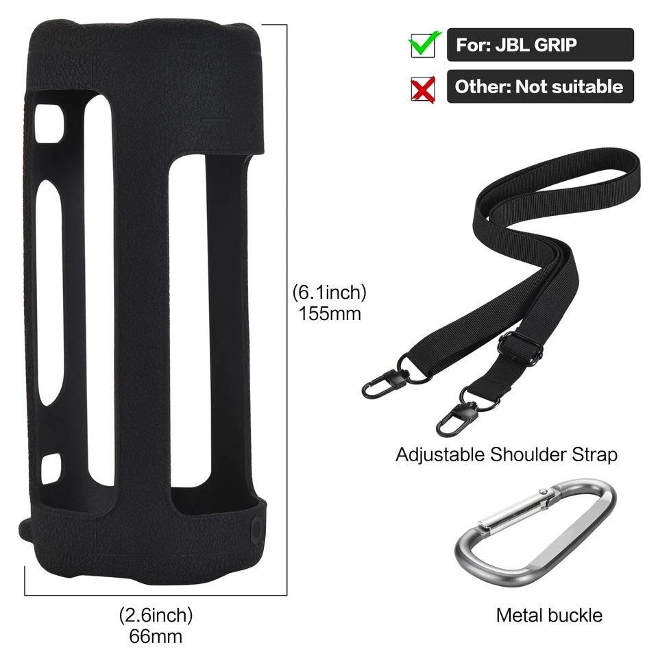 Silicoen Protective Cover Portable Case for JBL GRIP Wireless Bluetooth Speaker - Image 3 of 4