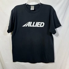 Vintage Allied Trucking Large Black Graphic T-Shirt Trucker Big Rig 18 Wheeler L