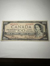 $100 1954 Bank of Canada Note Devil Face A/J Prefix BC-35a