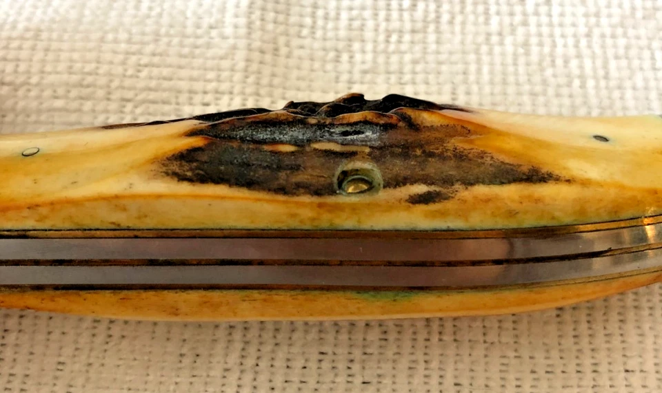 Case Blue Scroll Stag Knife 5265 SAB SSP 3-Dot 1977 Folding Hunter - Image 4 of 4