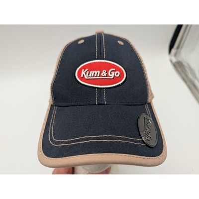 Kum & Go Trucker Hat Navy Blue Tan Mesh Snapback Bottle Opener Cap Righteous