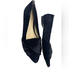 Sole Society Womens Aamira Black Pointed Toe Suede Bow Flats Size 9