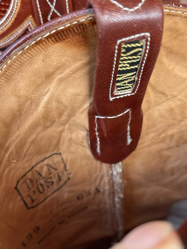 Dan Post Women's Sz. 6.5 Cowboy Boots Brown Leather & Lizard Made In Spain #4139 - Image 3 of 4