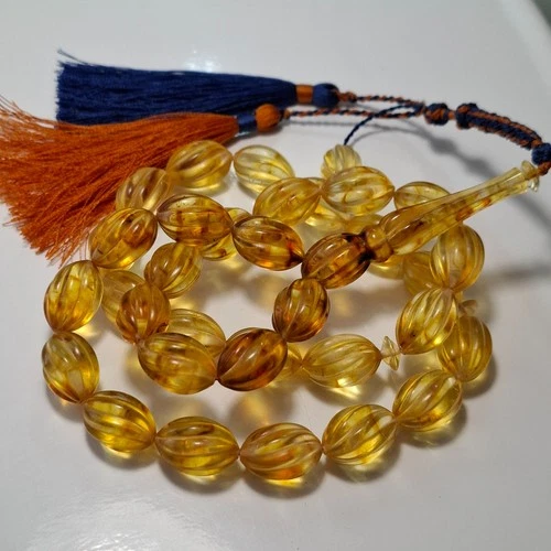?Amber Prayer Beads Amber Rosary 33 carvings amber beads 63g?