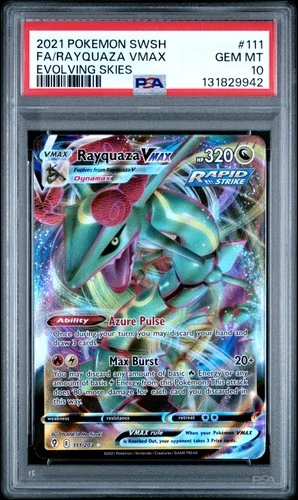 2021 POKEMON SWORD & SHIELD EVOLVING SKIES #111 FULL ART/RAYQUAZA VMAX PSA 10