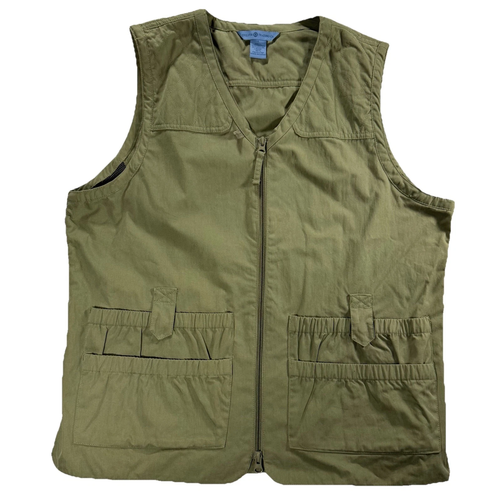 Duluth Trading Company Utility Vest Men’s L Large Green Fishing Outdoor Pockets