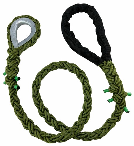 14mm Olive Green 8 Strand Nylon Mooring Strop Protected Eye Galv Thimble x 1.5m - Imagen 3 de 7