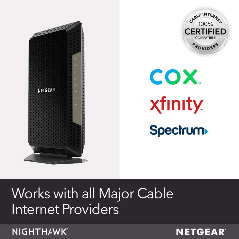 Black Cable Modem Compatible with Xfinity COX Spectrum Gigabit Internet Plans - Image 3 of 4