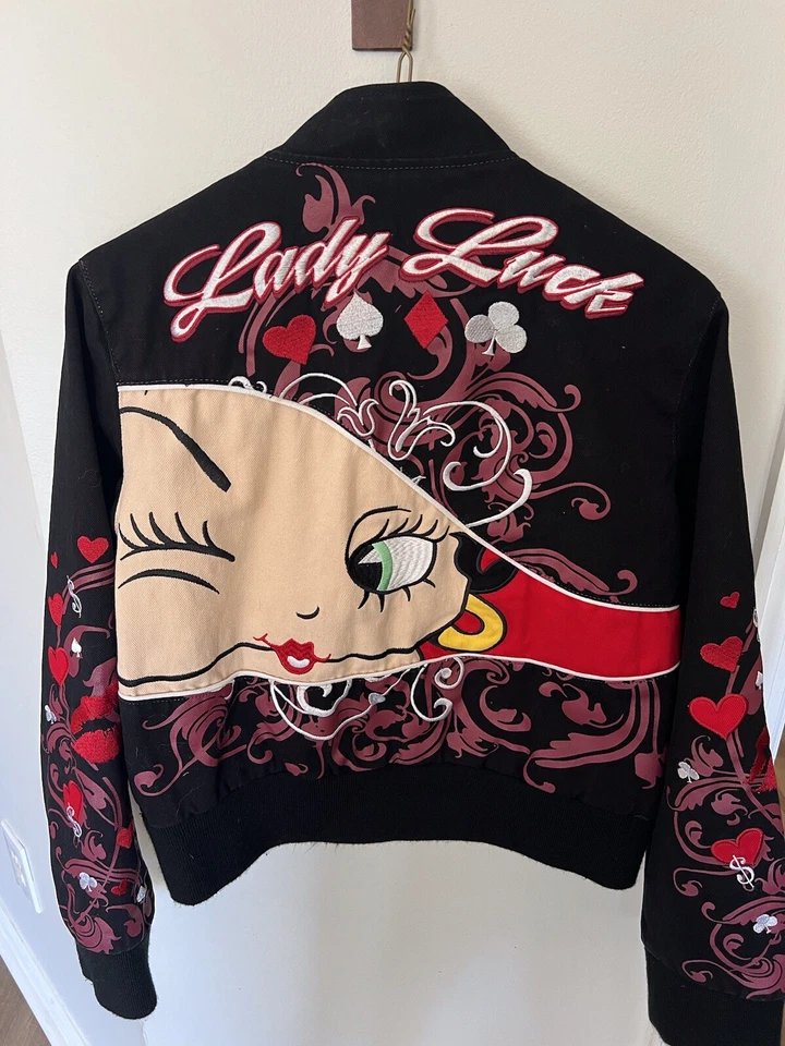 Betty Boop Jacket By JH Design, Cotton, Embroidered, Snap Front - Image 2 of 4