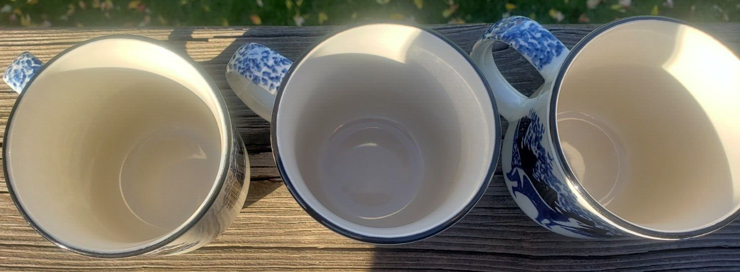 Tienshan Coffee Cup Folk Craft Wolf Sponge Ware Stoneware Tea Mug 3 VTG