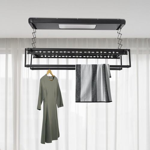 Stendibiancheria da parete e soffitto, stendibiancheria elettrico con 8 aste e lampade illumina - Foto 14 di 19