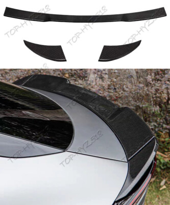 For Kia EV6 2022-2025 True Carbon Fiber Trunk Lid Spoiler Three section Wing 3p
