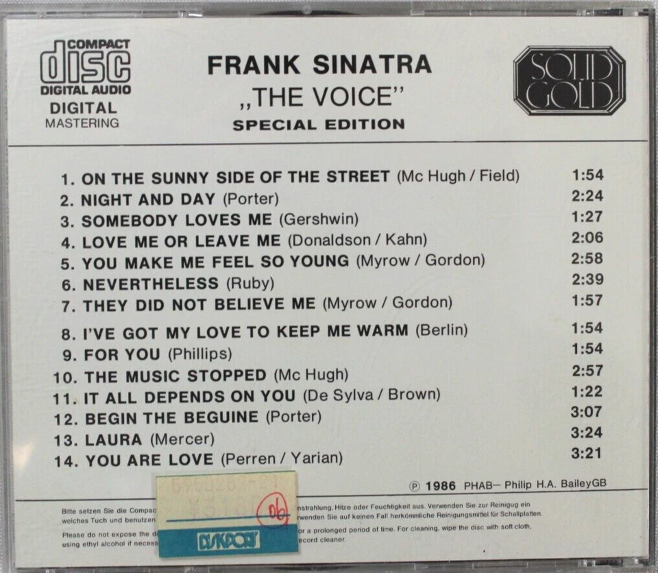 FRANK SINATRA THE VOICE THE SWINGING 40's [USED CD]  JAZZ IMPORT - Image 2 of 4