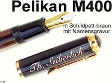 PELIKAN M400 14K Gold Nib EF F M Tortoise Brown Old-Style so ENGRAVABLE by LASER