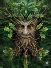 ANNE STOKES ART - OAK KING GREEN MAN 3D PICTURE PRINT 300mm x 400mm