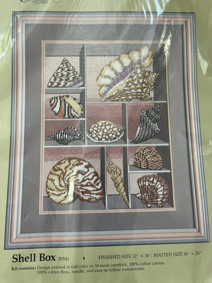 Vtg Something Special Needlepoint Kit Nautical Seashells Shell Box Sampler - Image 2 of 3