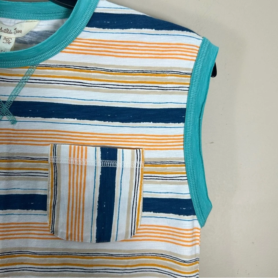 Новый с Ярлыками Matilda Jane мальчиков лучший Summer когда-либо в полоску рубашка без рукавов размер 10 - Изображение 3 из 4