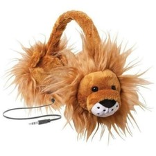 Animalz by ReTrak Lion Style Retractable Corded Headphones Tangle Free Volume