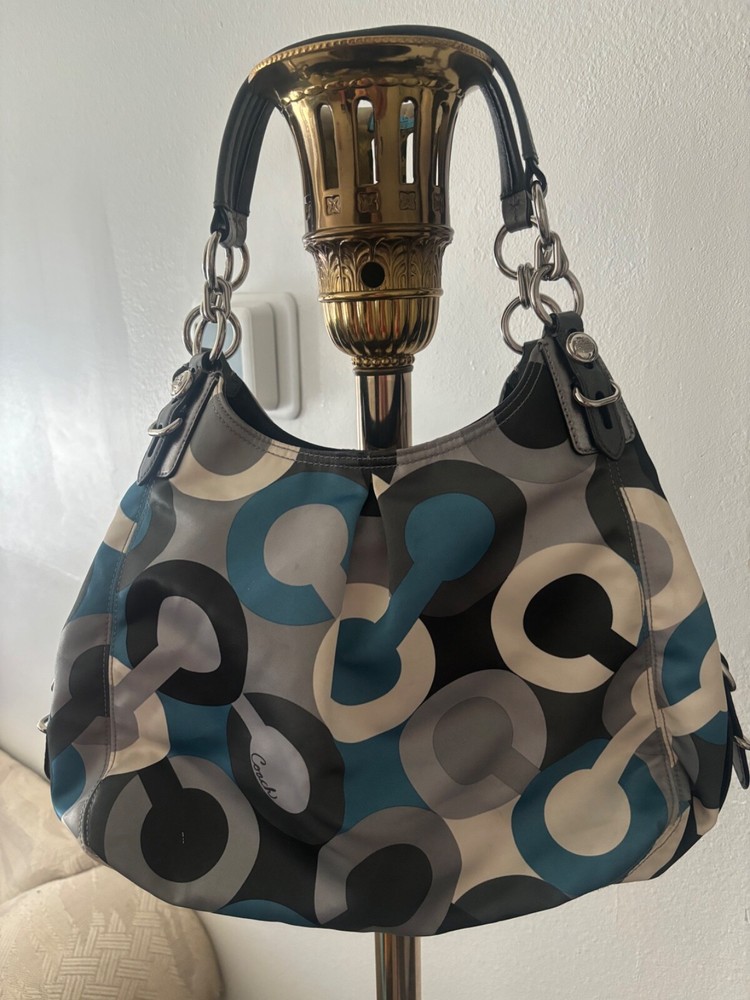 Y2K Vintage Blue Circle Large Coach Purse Mid-2000’s 3-pocket