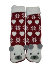 Mixit Red Bear Women's Slipper Socks NWT