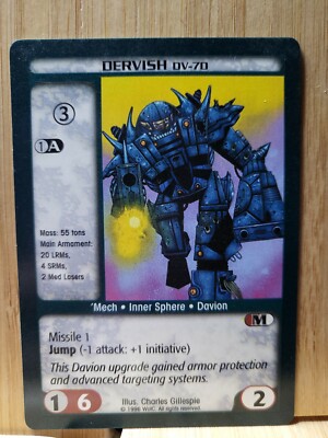 BATTLETECH TCG 1996 ''Dervish DV-70'' Trading Card 