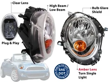 2007 - 2015 Mini Cooper Head Lamp Yellow Turn Signal Lens Design Left Right PAIR