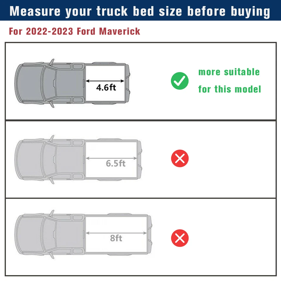 OSIAS 4.6FT Hard Tri-Fold for 2022-2025 Ford Maverick Tonneau Cover Truck Bed - Image 2 of 4