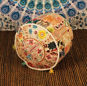 Indian Floor Pouf Cover Ottoman Pouffe Foot Stool Moroccan Ottoman Cover Pouffe Foot Stool