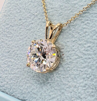 3.00 Ct D VS1 Lab Grown Diamond Solitaire Pendant 14k with Chain IGI Certified