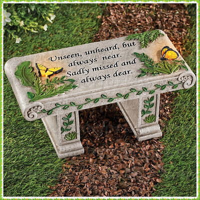 Solar Lighted Butterfly Memorial Bench Loved Ones Sentiment Garden Statue Decor