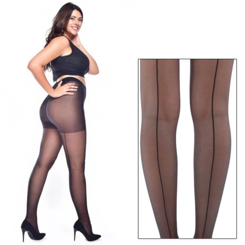 Black Plus Size Natural Sheer Seamed 