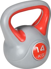 DecHome Kettlebell 14kg PU Sabbia Base Piatta 26x18x32 cm Rosso