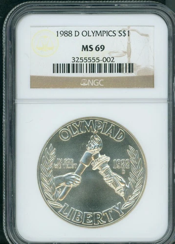 1988-D OLYMPICS OLYMPIAD COMMEMORATIVE SILVER DOLLAR S$1 NGC MS69 MS-69