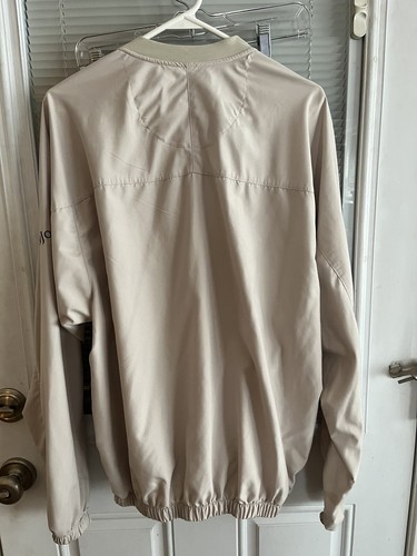 FootJoy FJ Pullover Windbreaker Golf Jacket Zip Pockets VNeck Beige/Tan EUC Sz M - Picture 6 of 6